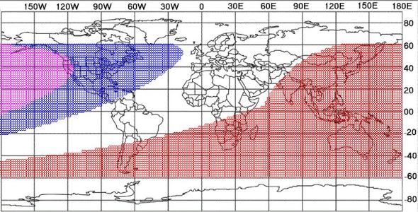 Selon cette carte prévisionnelle de l’ICOP pour le jeudi 6 juin 2024, il devrait être impossible de voir le croissant lunaire dans une très large partie du monde comprenant l’Europe, l’Asie et l’Afrique (blanc et rouge).