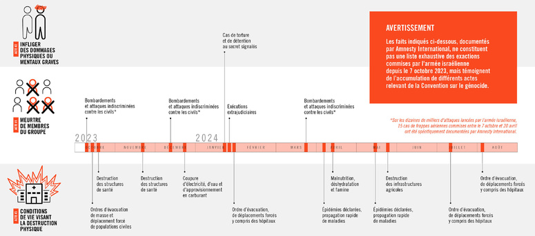 Une infographie listant une série d'exactions israéliennes à Gaza, par Amnesty (cliquez dessus)