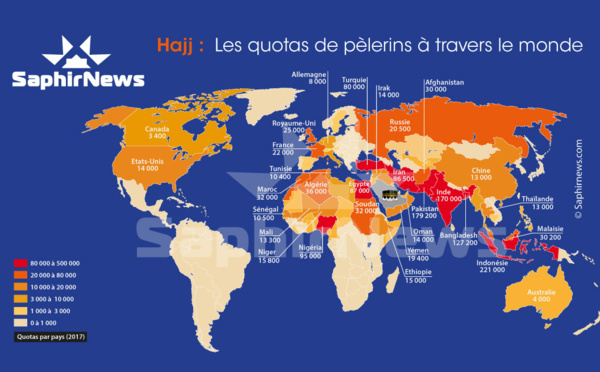 Hajj : combien de pèlerins par pays vont à La Mecque ? Voici la carte mondiale des quotas